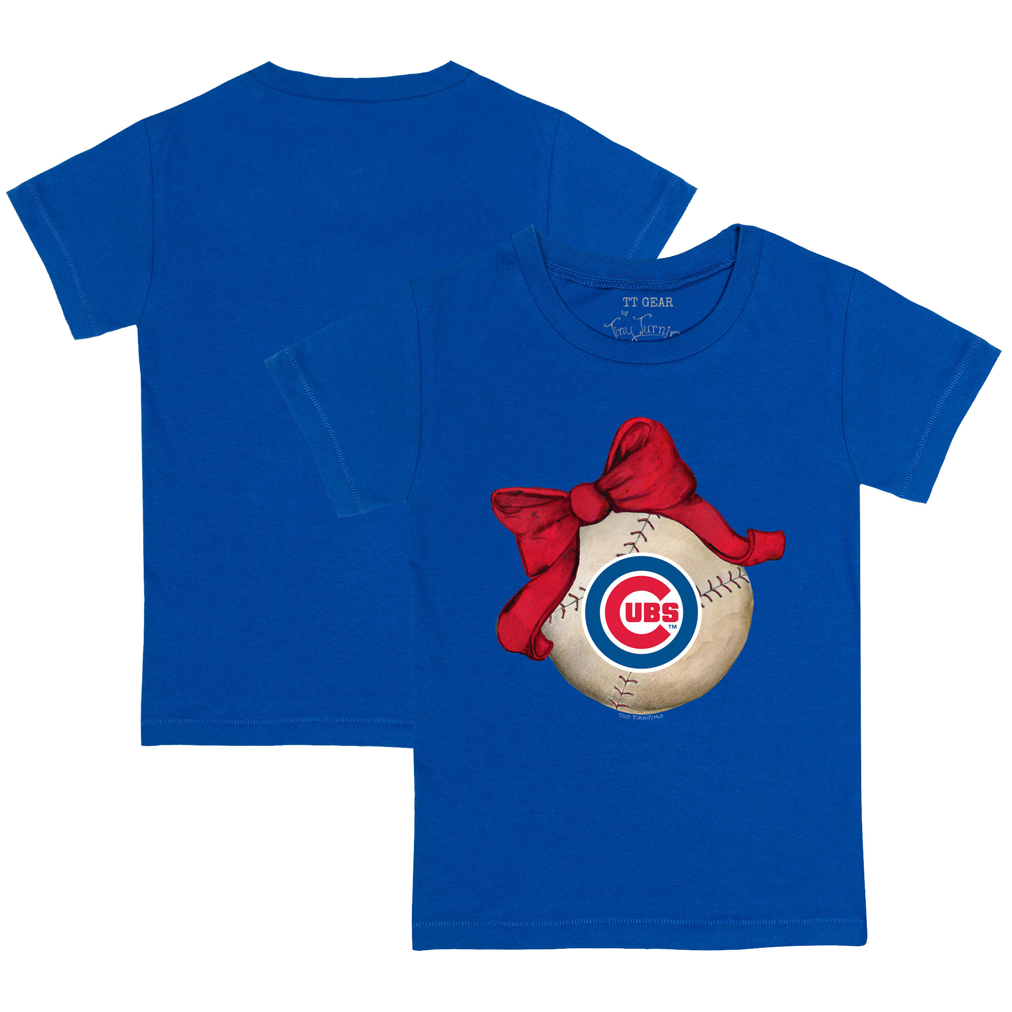 Youth Tiny Turnip Royal Chicago Cubs Baseball Bow T-Shirt