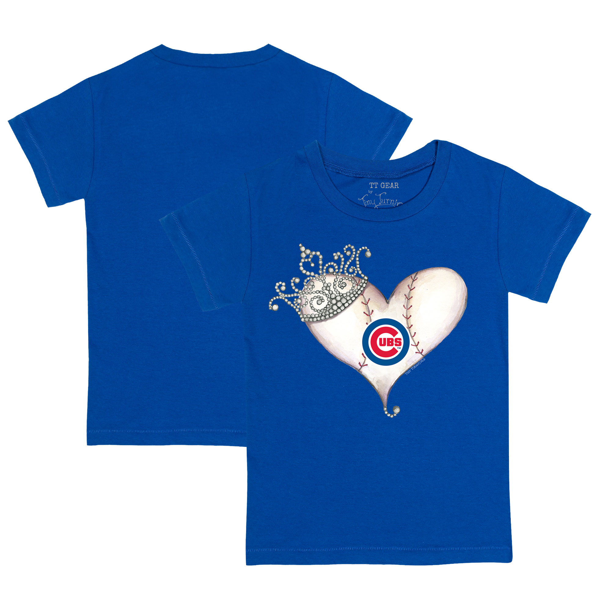 Youth Tiny Turnip Royal Chicago Cubs Tiara Heart T-Shirt Youth Tiny Turnip Royal Chicago Cubs Tiara Heart T-Shirt