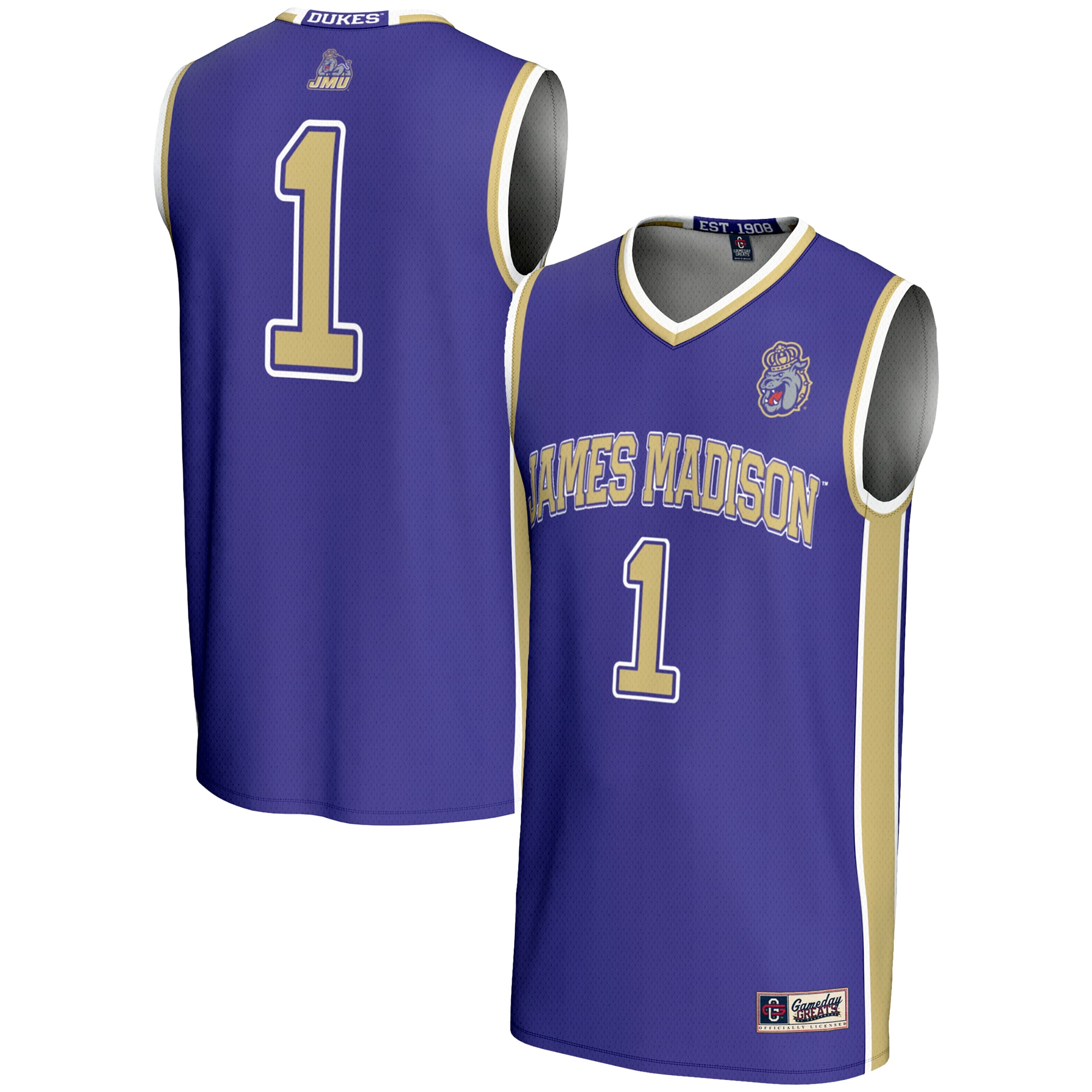 Men's GameDay Greats #1  Purple James Madison Dukes  Lightweight Basketball Jersey