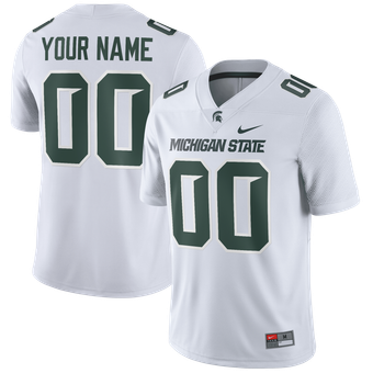 Men's Nike  White Michigan State Spartans Football Custom Game Jersey