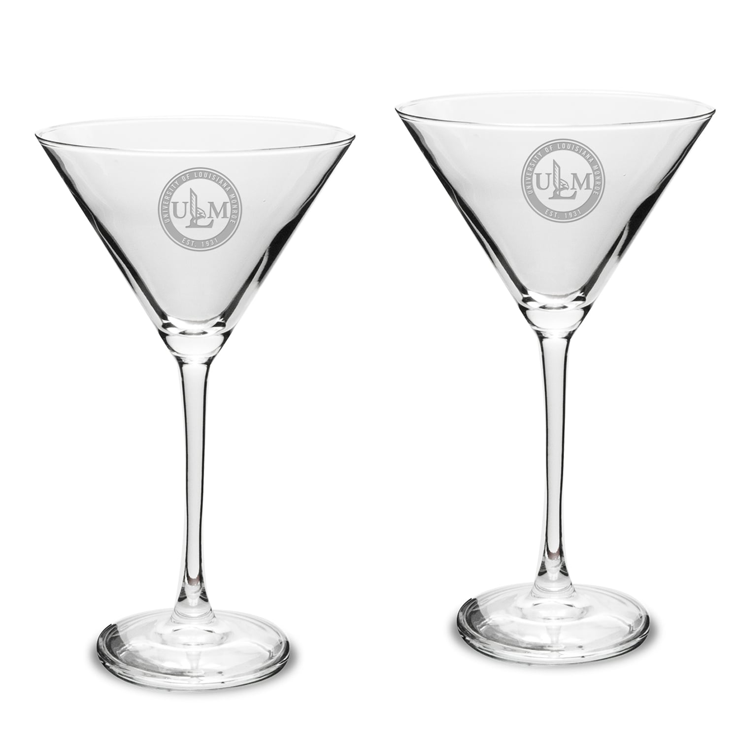 ULM Warhawks Two-Piece Traditional 10oz. Martini Glass Set