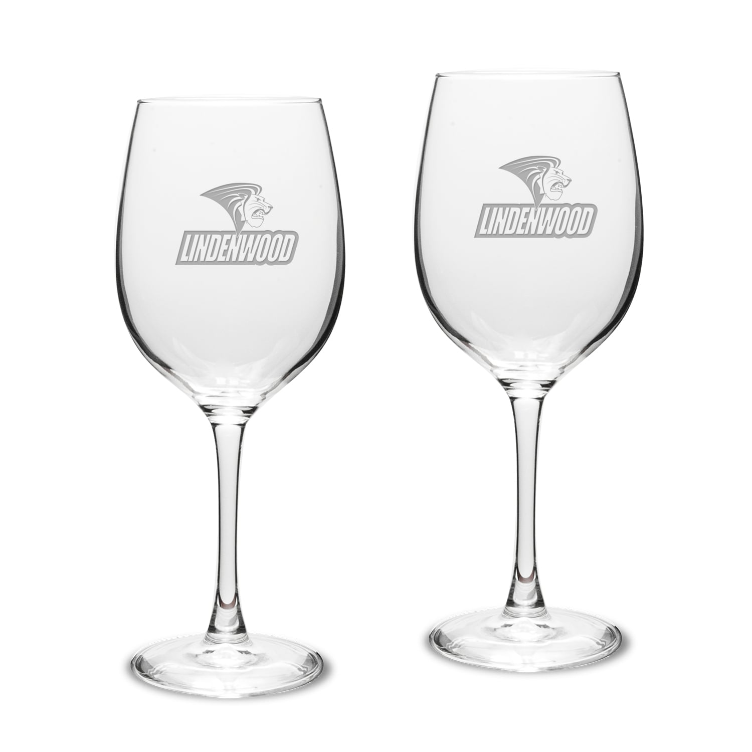 Lindenwood Lions Two-Piece 16oz. Traditional White Wine Glass Set