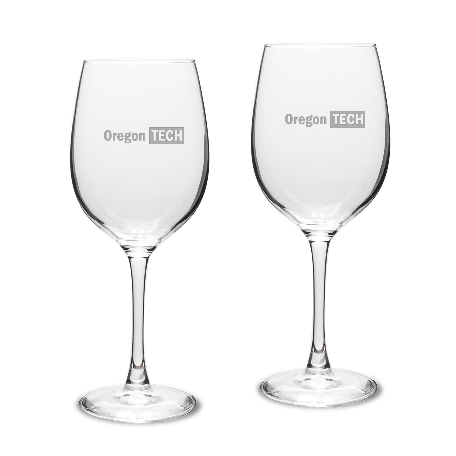 Oregon Tech Hustlin' Owls Two-Piece 16oz. Traditional White Wine Glass Set