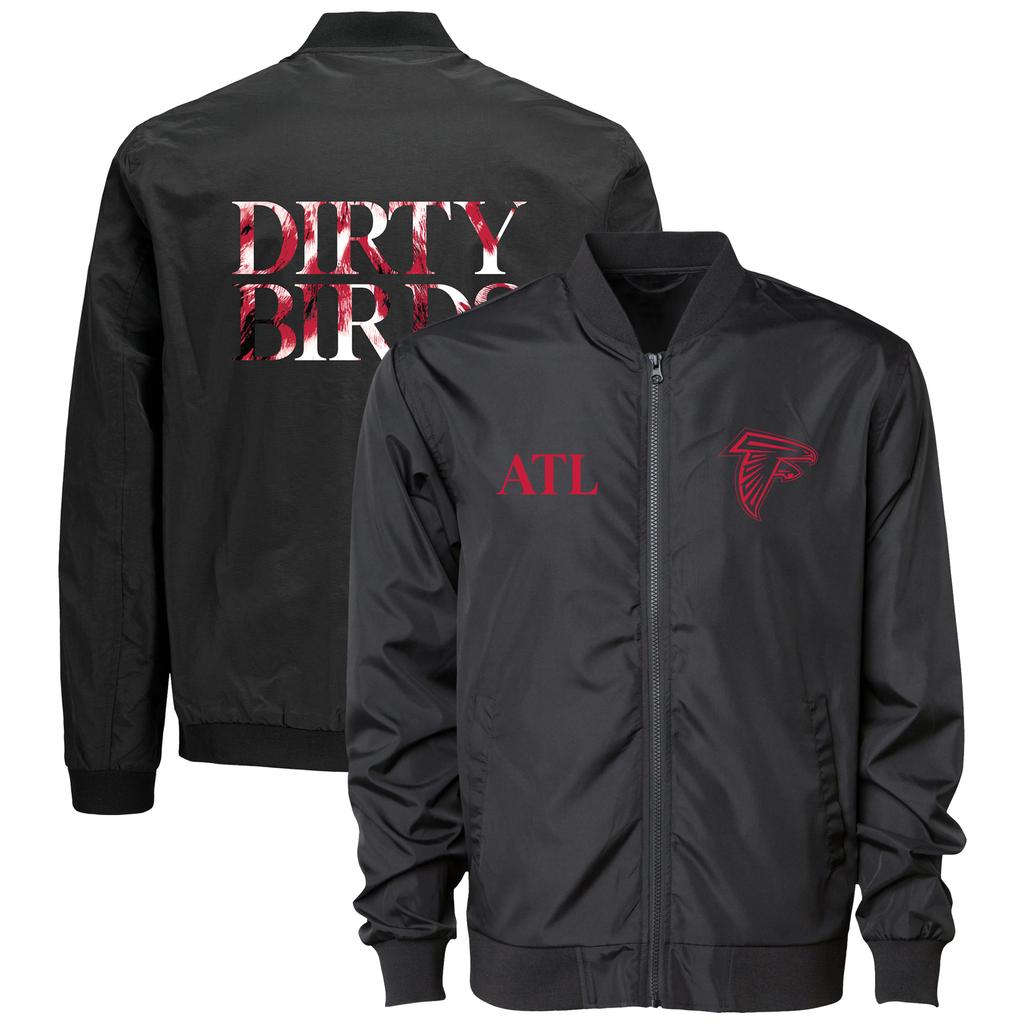 Men's The Wild Collective Black Atlanta Falcons Flight Full-Zip Bomber Jacket