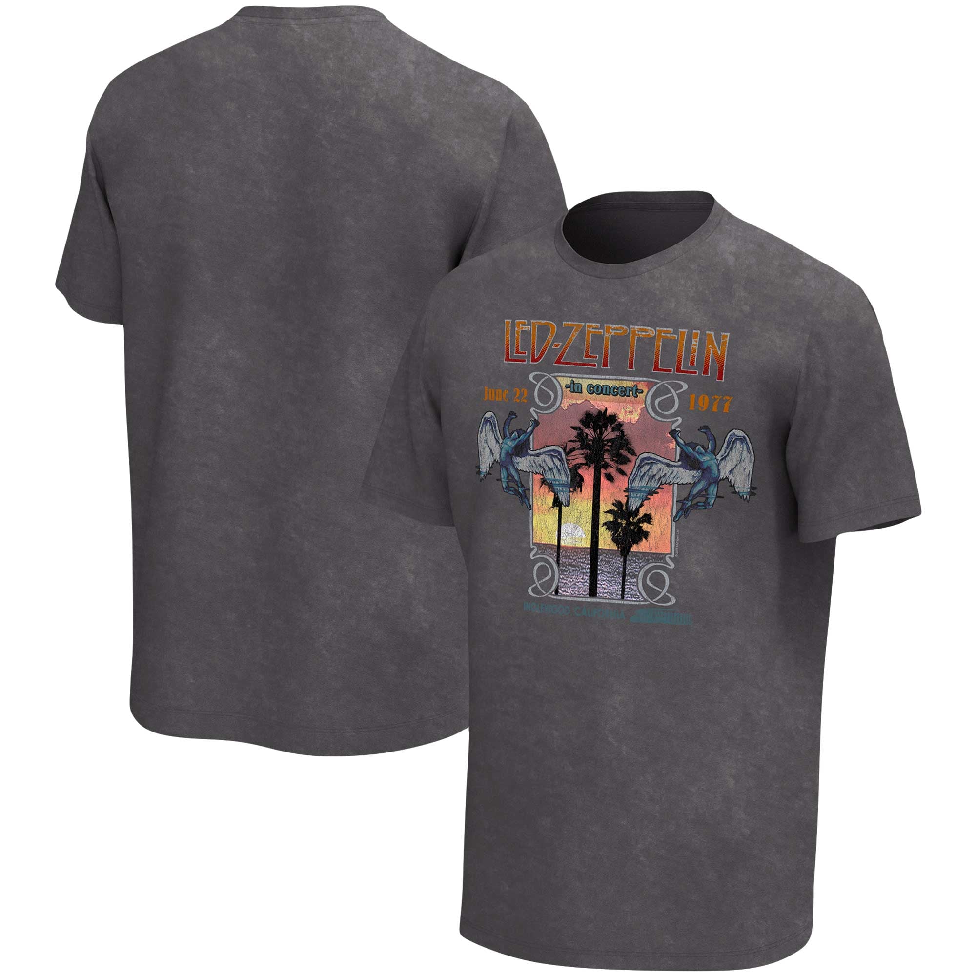 Men's Charcoal Led Zeppelin In Concert Washed Graphic T-Shirt