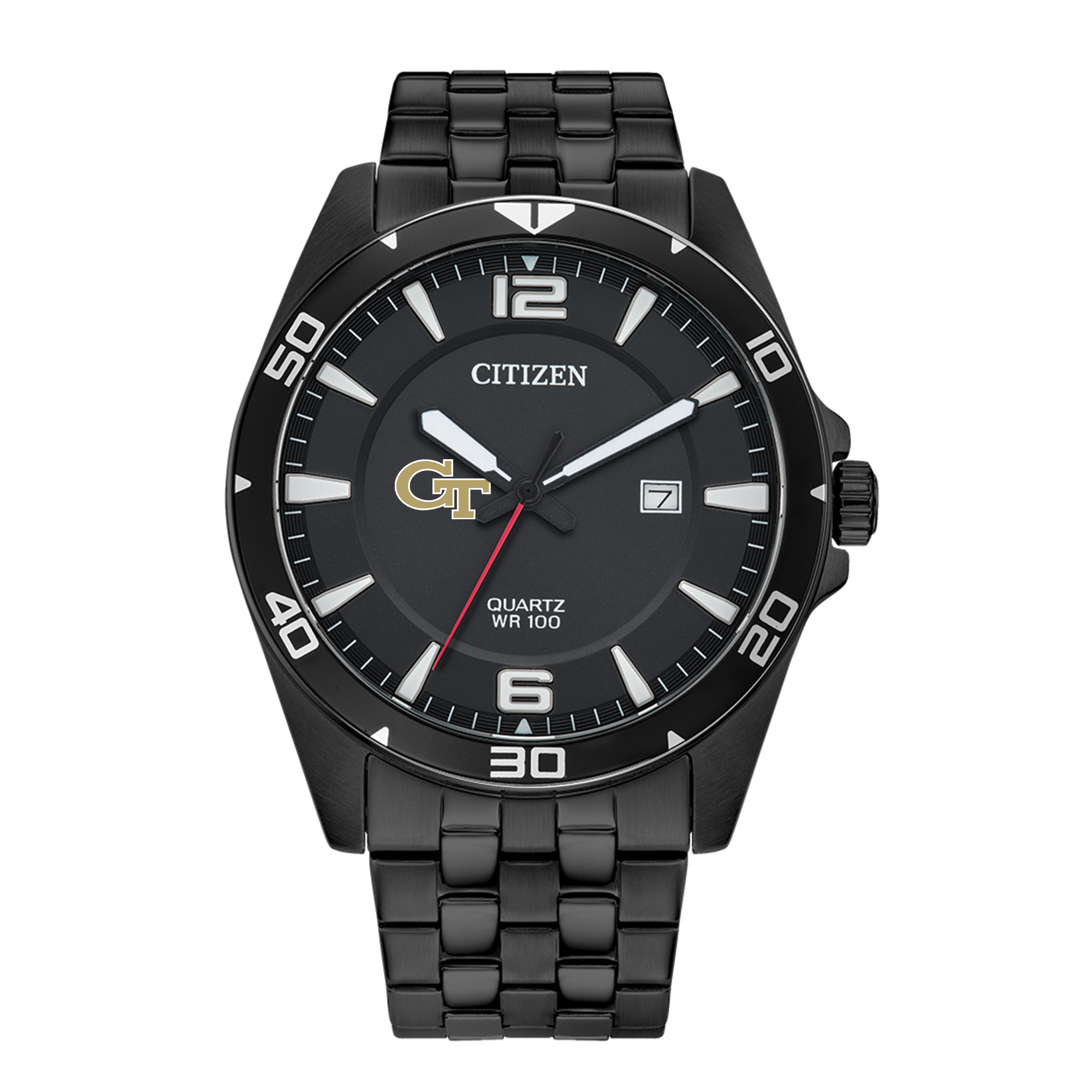 Men's Georgia Tech Yellow Jackets Citizen Quartz Black-Tone Stainless Steel Watch