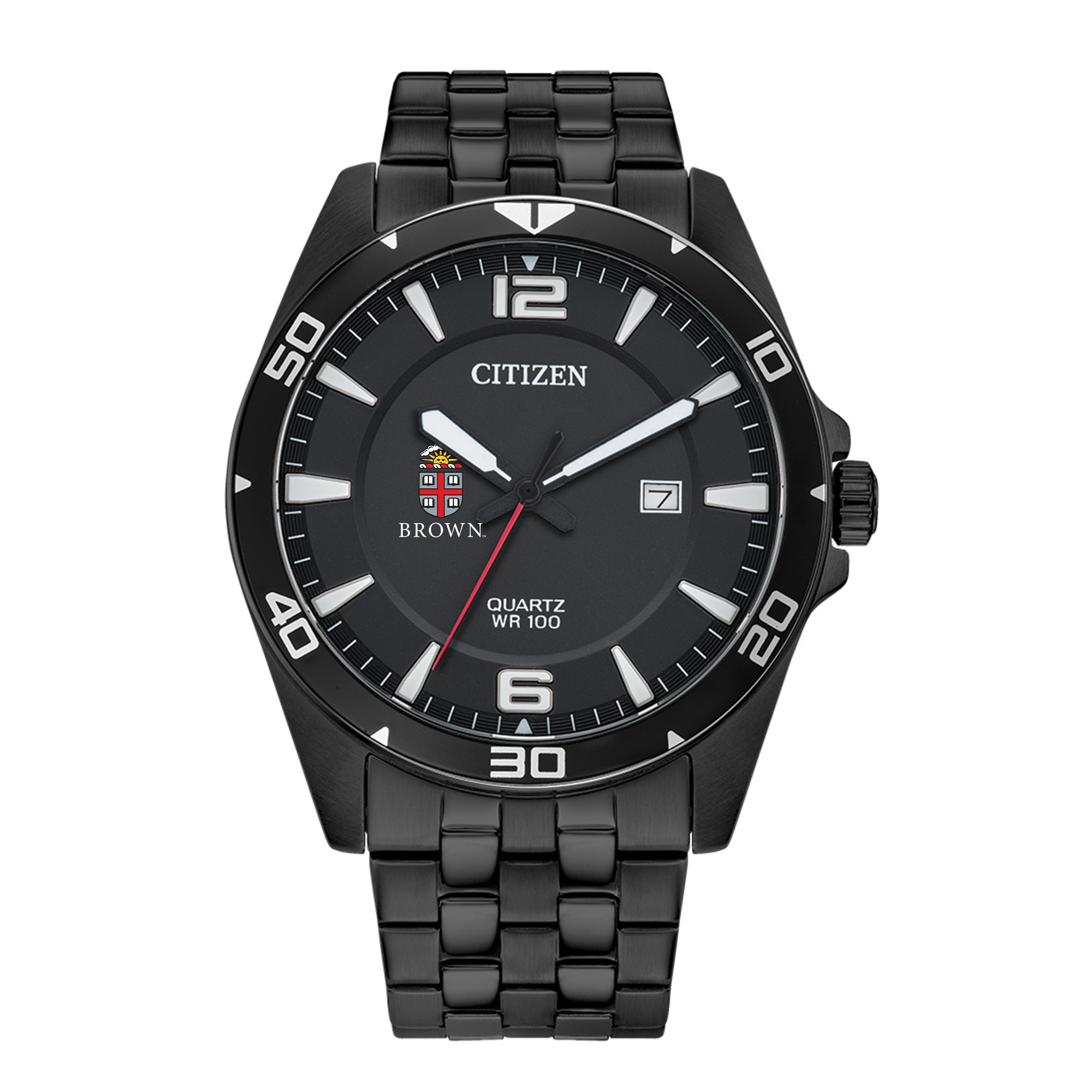 Men's Brown Bears Citizen Quartz Black-Tone Stainless Steel Watch