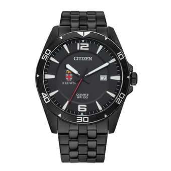 Men's Brown Bears Citizen Quartz Black-Tone Stainless Steel Watch