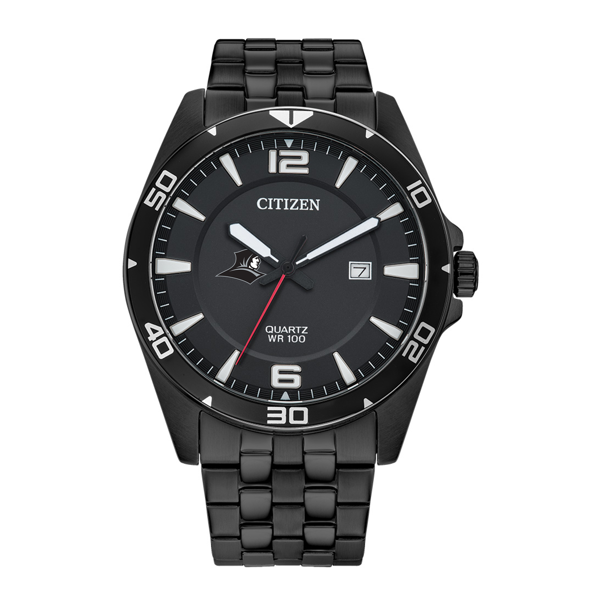 Men's Providence Friars Citizen Quartz Black-Tone Stainless Steel Watch
