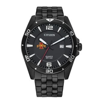 Men's Iowa State Cyclones Citizen Quartz Black-Tone Stainless Steel Watch