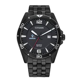 Men's Johns Hopkins Blue Jays Citizen Quartz Black-Tone Stainless Steel Watch