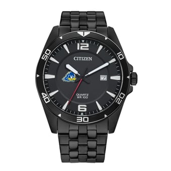 Men's Delaware Fightin' Blue Hens Citizen Quartz Black-Tone Stainless Steel Watch