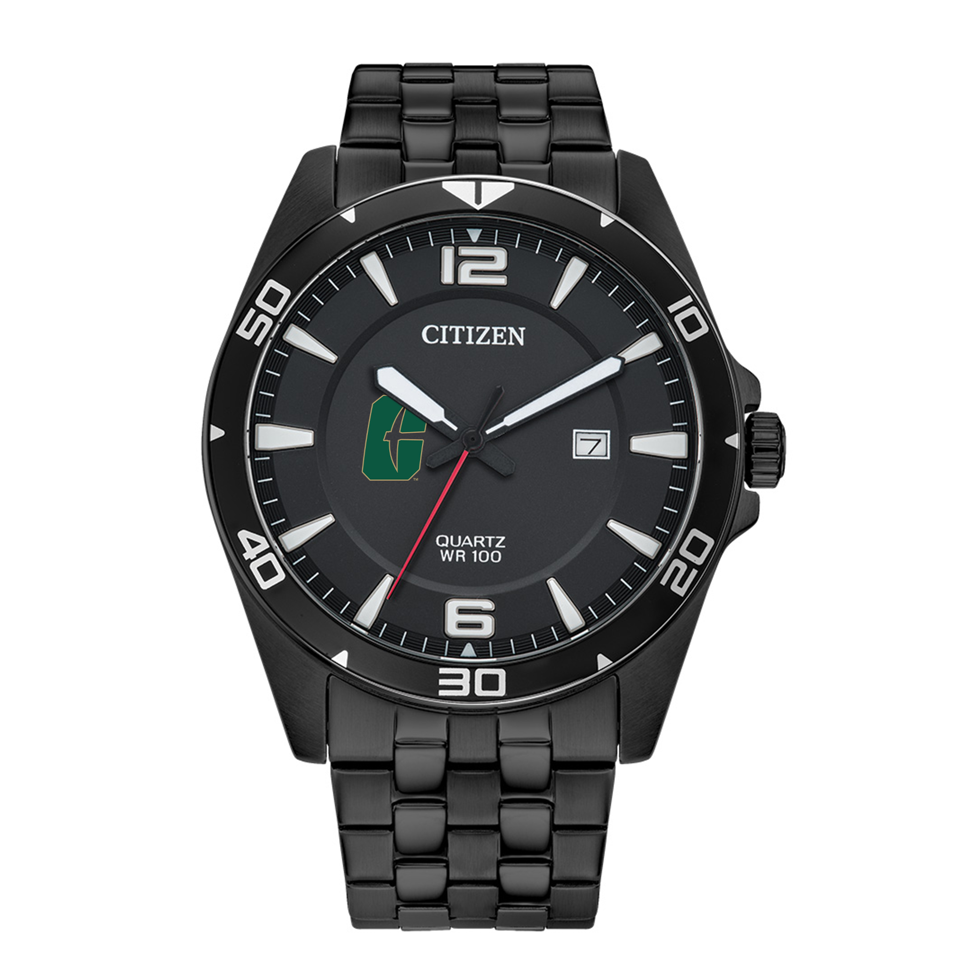 Men's Charlotte 49ers Citizen Quartz Black-Tone Stainless Steel Watch