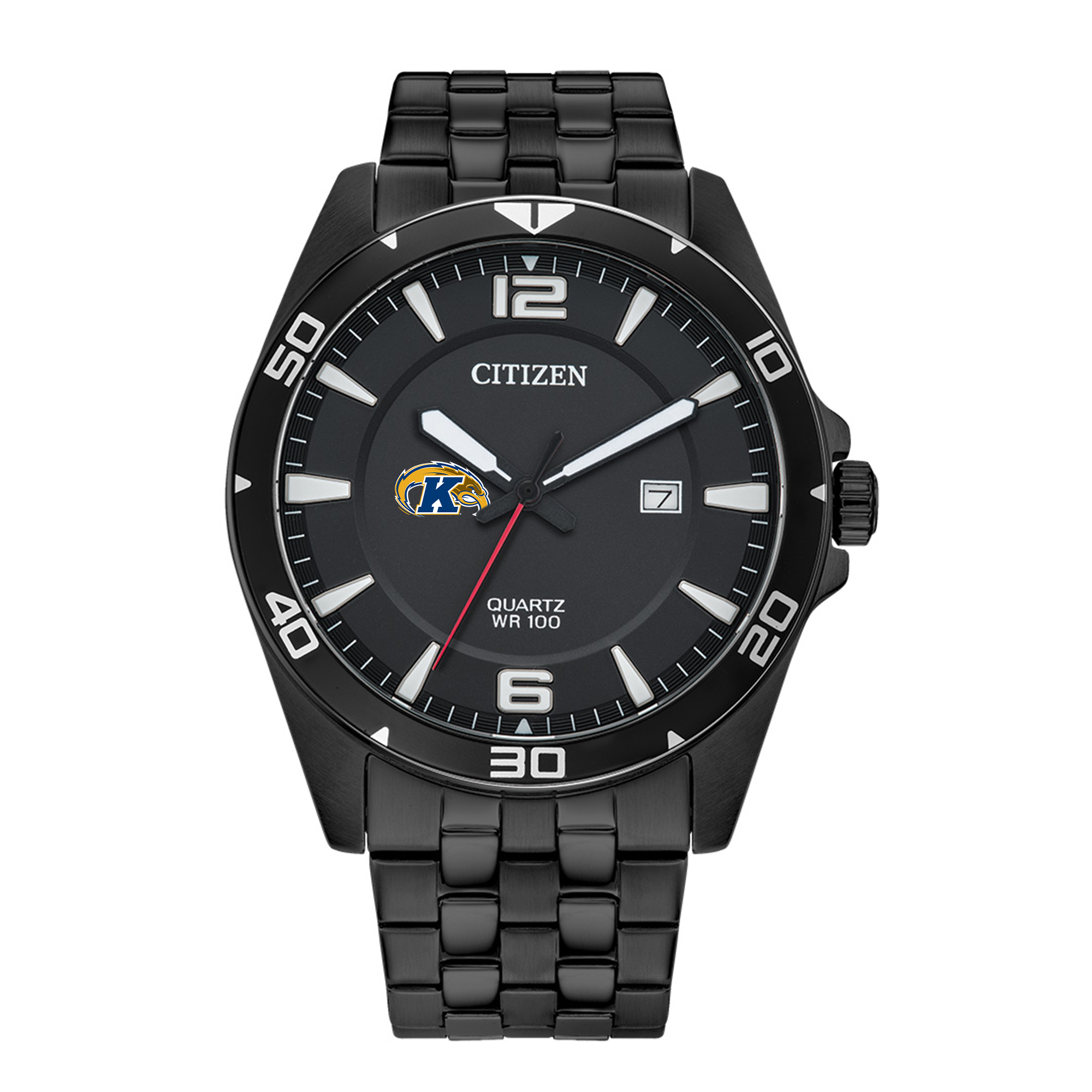 Men's Kent State Golden Flashes Citizen Quartz Black-Tone Stainless Steel Watch