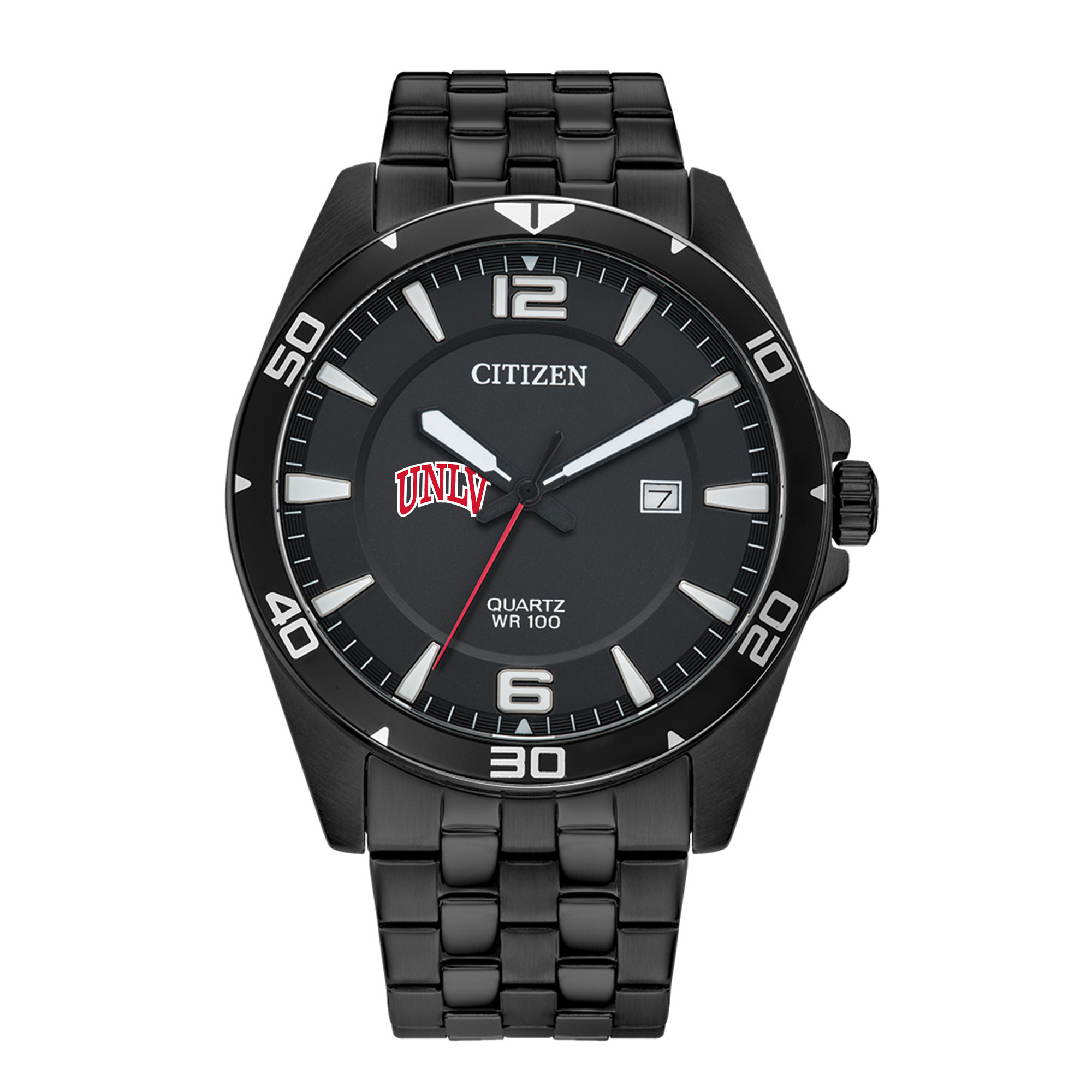 Men's UNLV Rebels Citizen Quartz Black-Tone Stainless Steel Watch