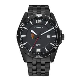 Men's Arizona State Sun Devils Citizen Quartz Black-Tone Stainless Steel Watch