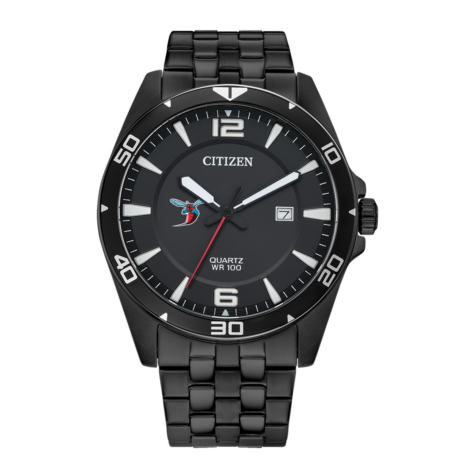 Men's Delaware State Hornets Citizen Quartz Black-Tone Stainless Steel Watch