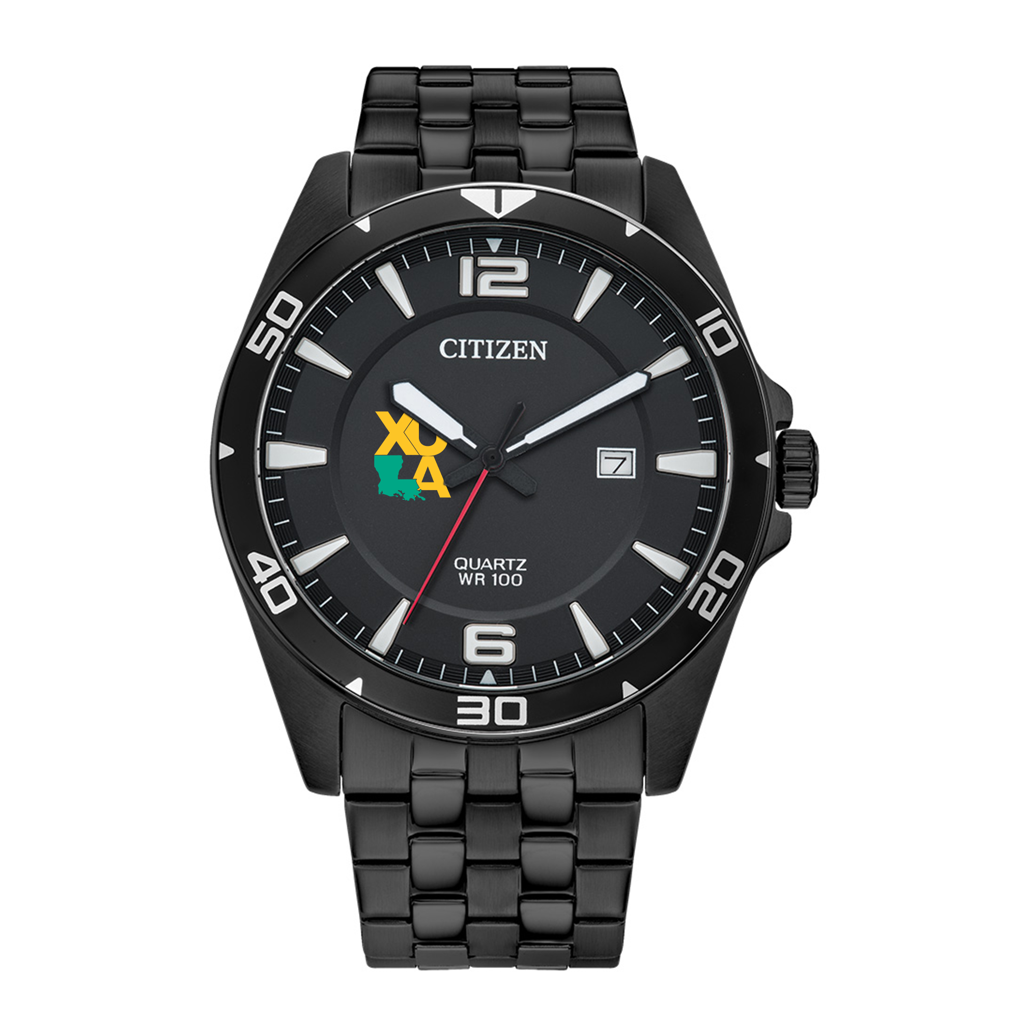 Men's Xavier University of Louisiana Gold Rush Citizen Quartz Black-Tone Stainless Steel Watch