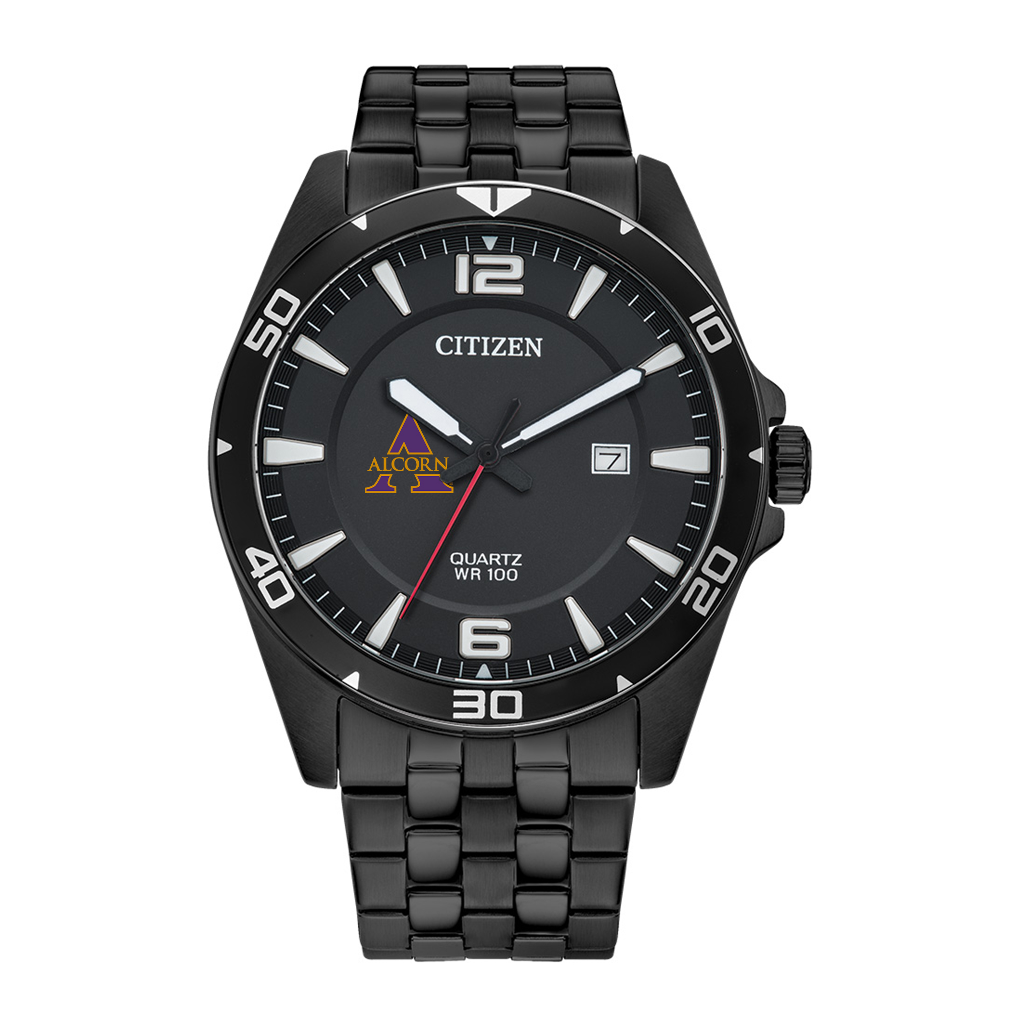 Men's Alcorn State Braves Citizen Quartz Black-Tone Stainless Steel Watch