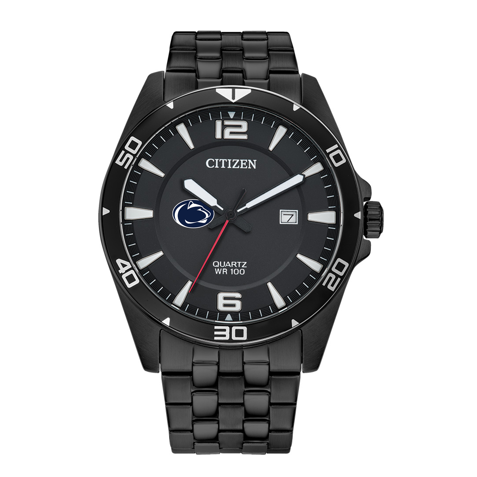 Men's Penn State Nittany Lions Citizen Quartz Black-Tone Stainless Steel Watch