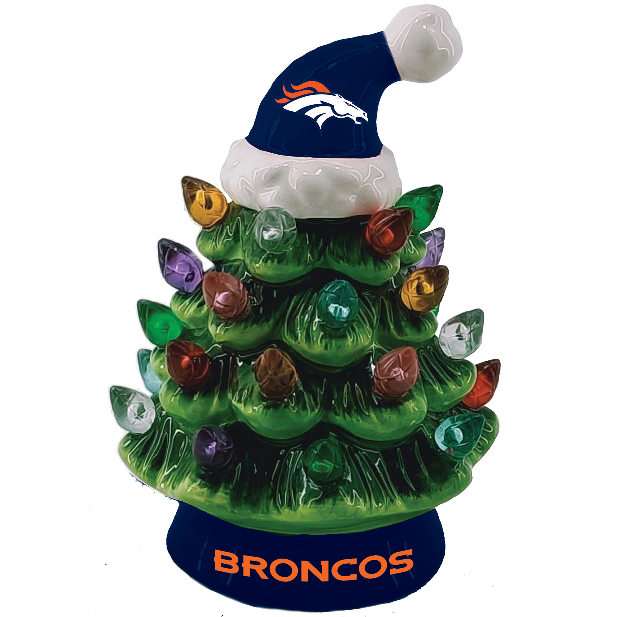 Denver Broncos 8" Light Up Ceramic LED Christmas Tree