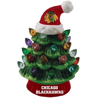 Chicago Blackhawks 8" Light Up Ceramic LED Christmas Tree