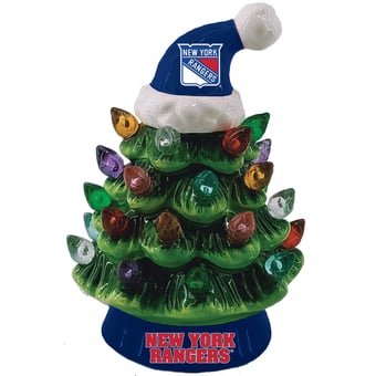 New York Rangers 8" Light Up Ceramic LED Christmas Tree