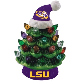 "LSU Tigers 8"" Light Up Ceramic LED Christmas Tree"