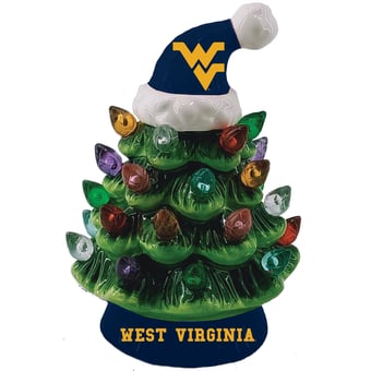 "West Virginia Mountaineers 8"" Light Up Ceramic LED Christmas Tree"
