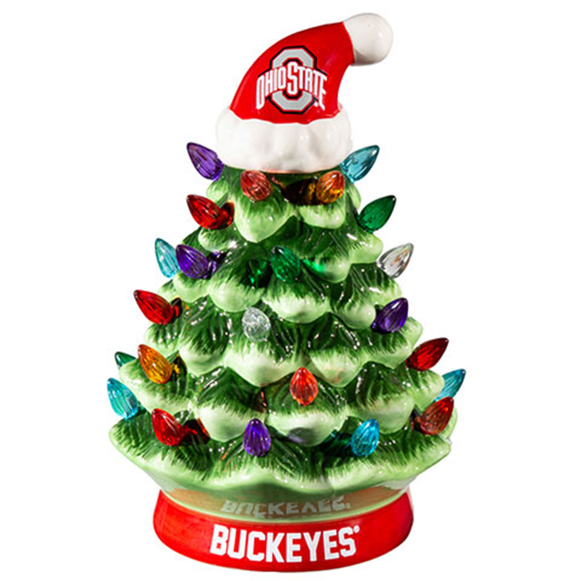 Ohio State Buckeyes 8″ Light Up Ceramic LED Christmas Tree Ohio State Buckeyes 8″ Light Up Ceramic LED Christmas Tree