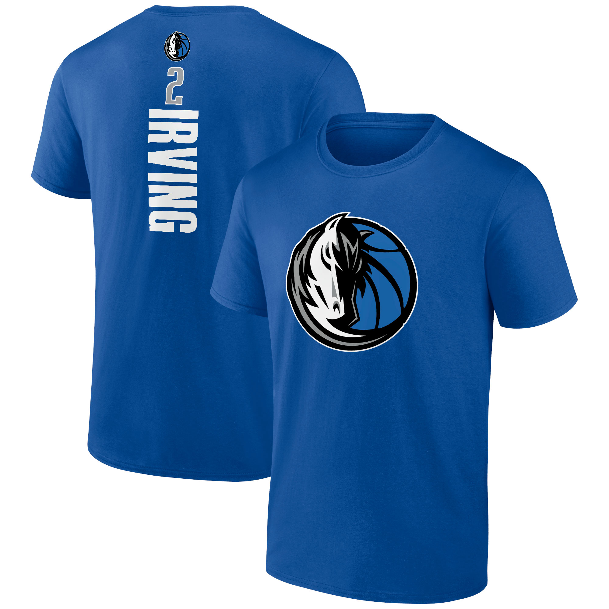 Men’s Kyrie Irving Royal Dallas Mavericks Playmaker Name & Number T-Shirt Men’s Kyrie Irving Royal Dallas Mavericks Playmaker Name & Number T-Shirt