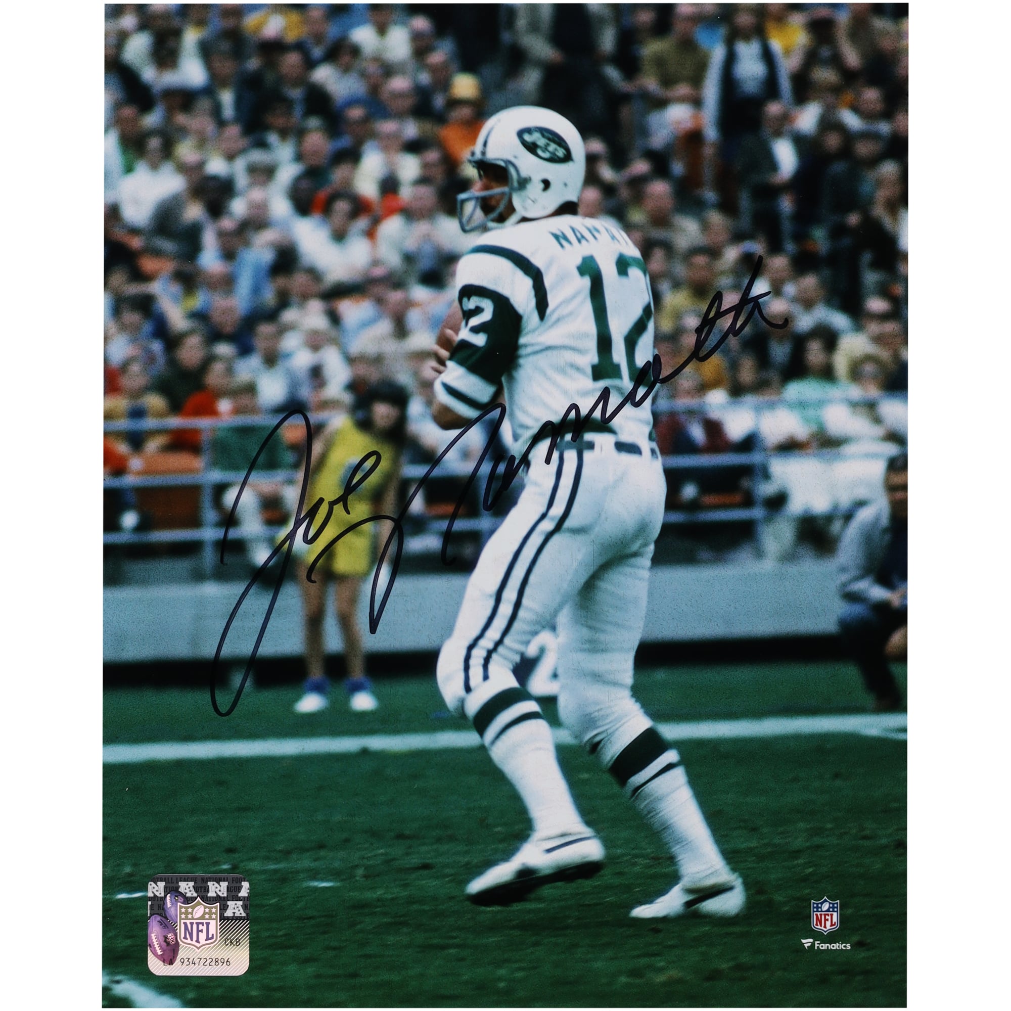 Joe Namath New York Jets Autographed 8" x 10" White Jersey in Pocket Photograph