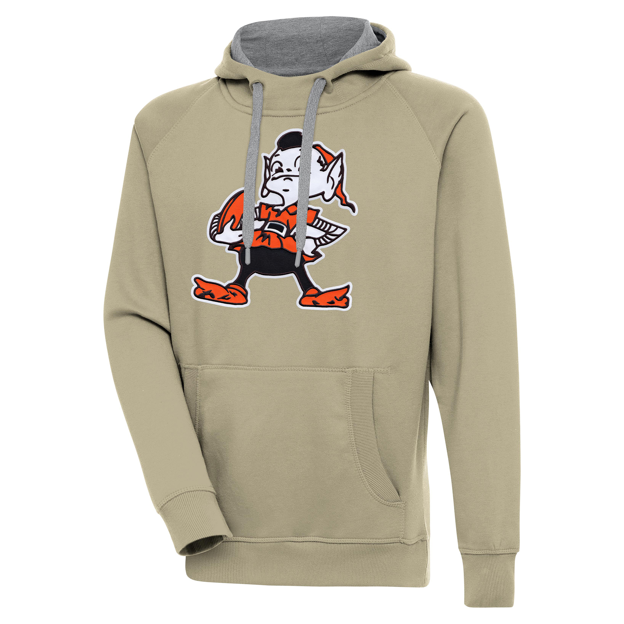 Men’s Antigua Khaki Cleveland Browns Primary Logo Victory Pullover Hoodie Men’s Antigua Khaki Cleveland Browns Primary Logo Victory Pullover Hoodie