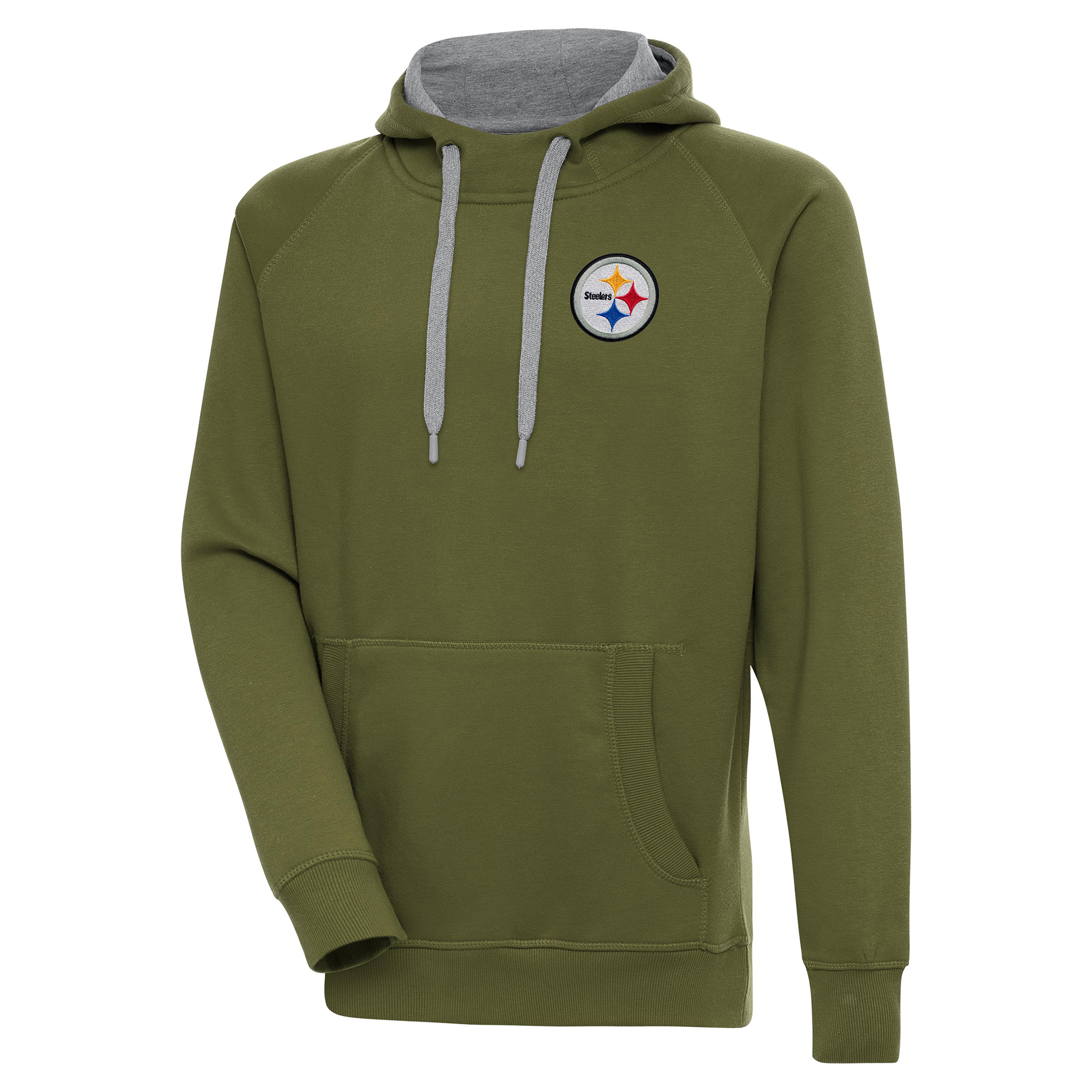 Men's Antigua Olive Pittsburgh Steelers Victory Pullover Hoodie