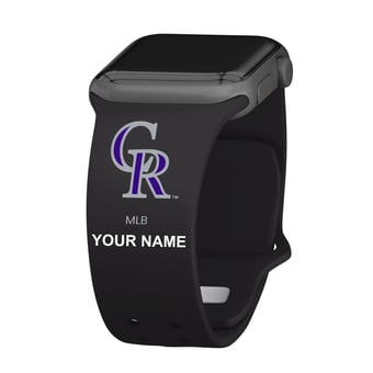 Black Colorado Rockies Personalized Silicone Apple Watch Band