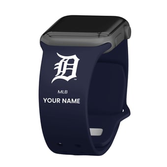 Navy Detroit Tigers Personalized Silicone Apple Watch Band