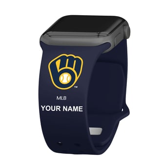 Navy Milwaukee Brewers Personalized Silicone Apple Watch Band