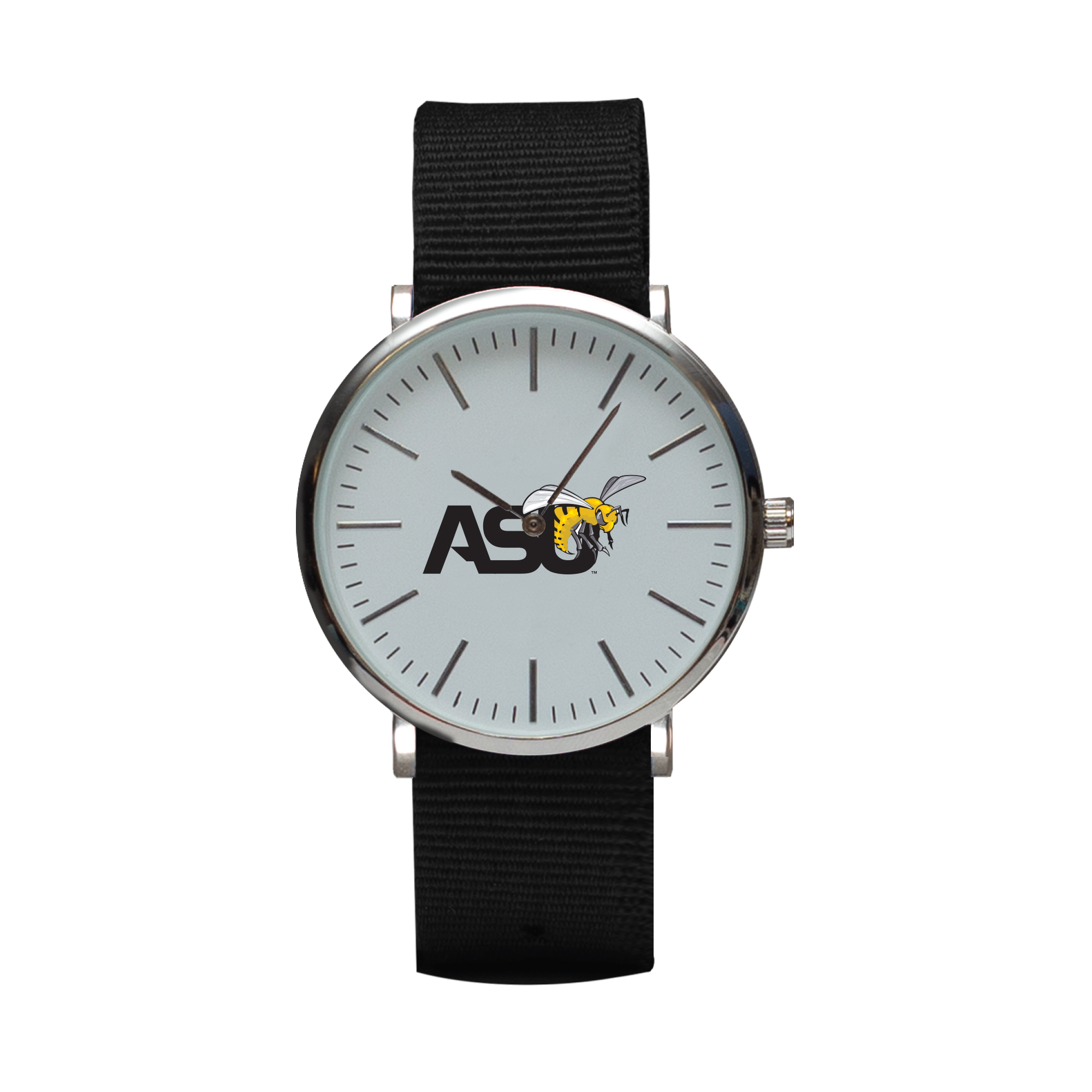 Black Alabama State Hornets Stitch Nylon Strap Watch