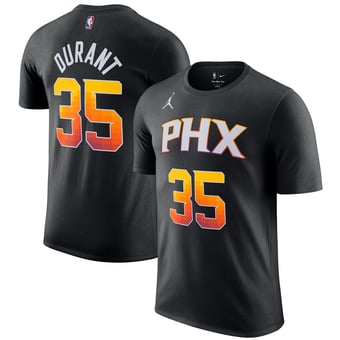 Men's Jordan Brand Kevin Durant Black Phoenix Suns 2022/23 Statement Edition Name & Number T-Shirt