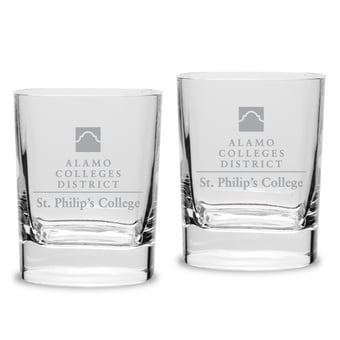 SPC Tigers 11.75oz. Two-Piece Luigi Bormioli Square Double Old Fashion Glass Set