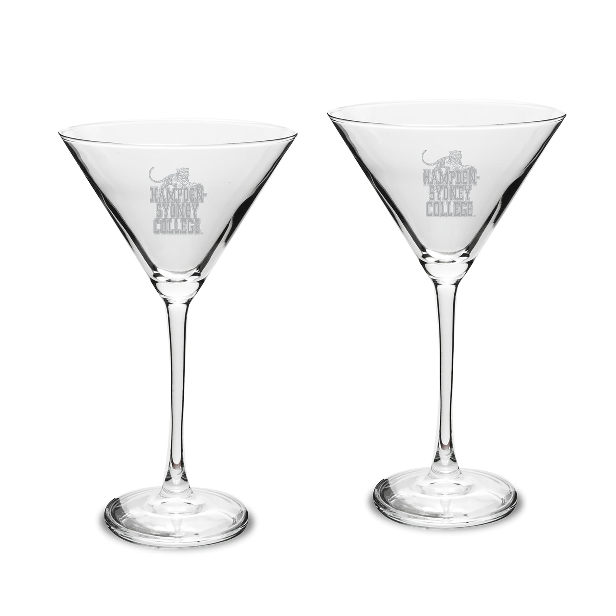 Hampden-Sydney College Tigers Two-Piece Traditional 10oz. Martini Glass Set