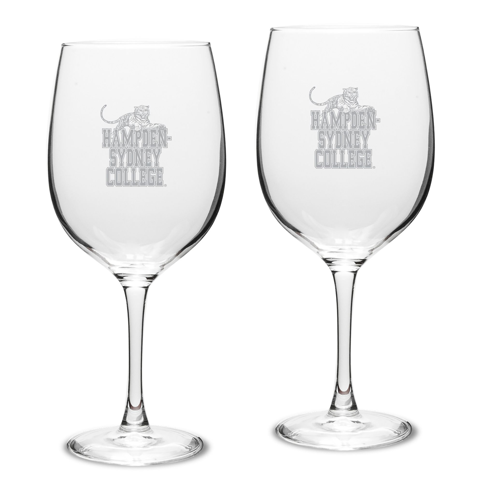 Hampden-Sydney College Tigers 19oz. Two-Piece Traditional Red Wine Glass Set