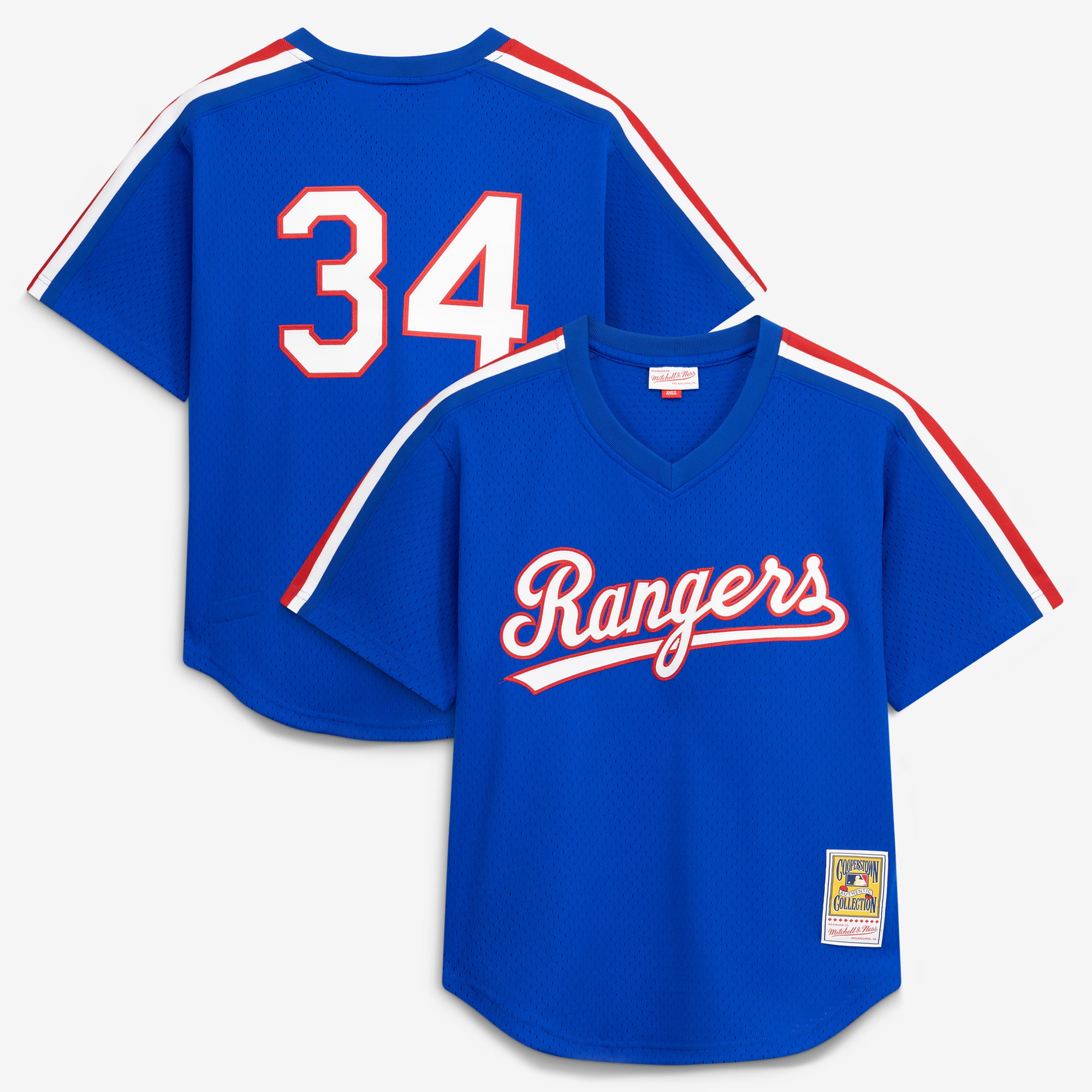 Maglia da allenamento autentica da uomo Mitchell & Ness Nolan Ryan Royal Texas Rangers