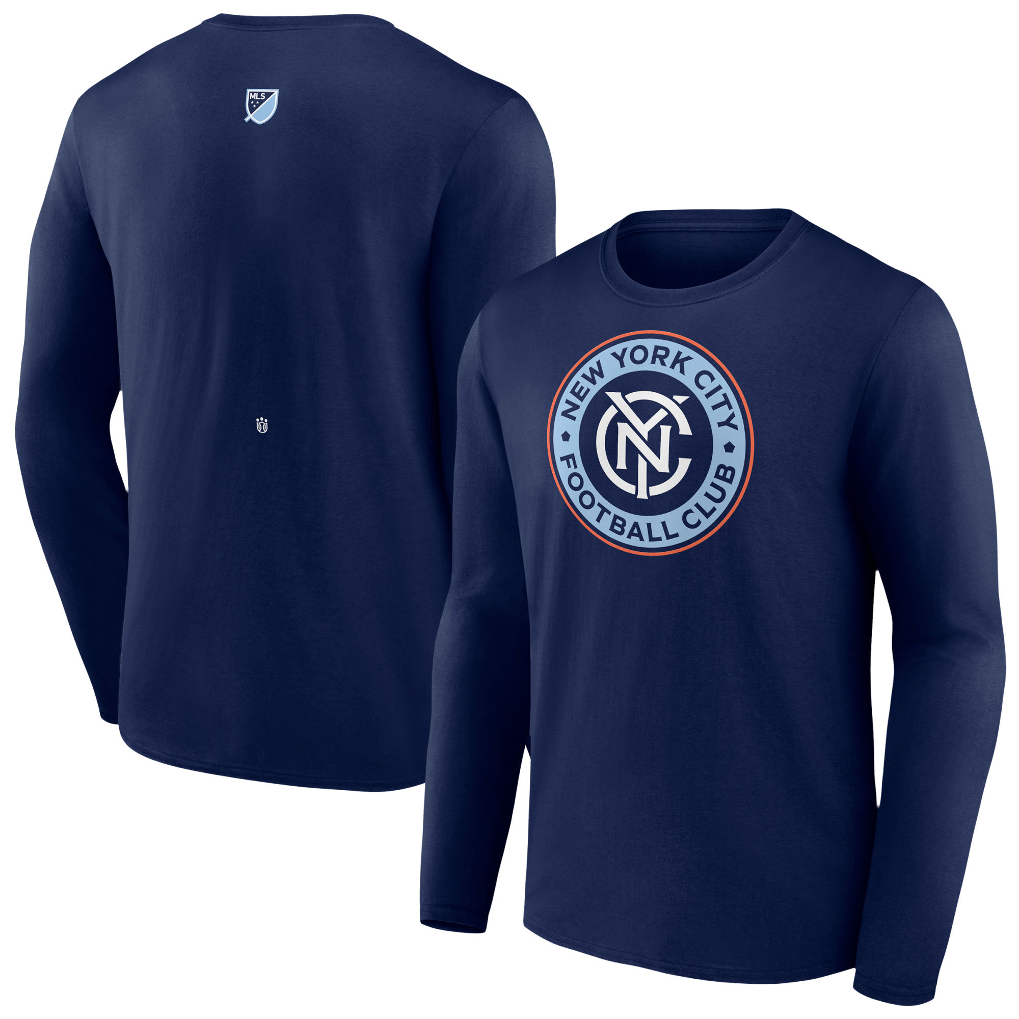 Men's Navy New York City FC Custom Team Authentic Long Sleeve T-Shirt