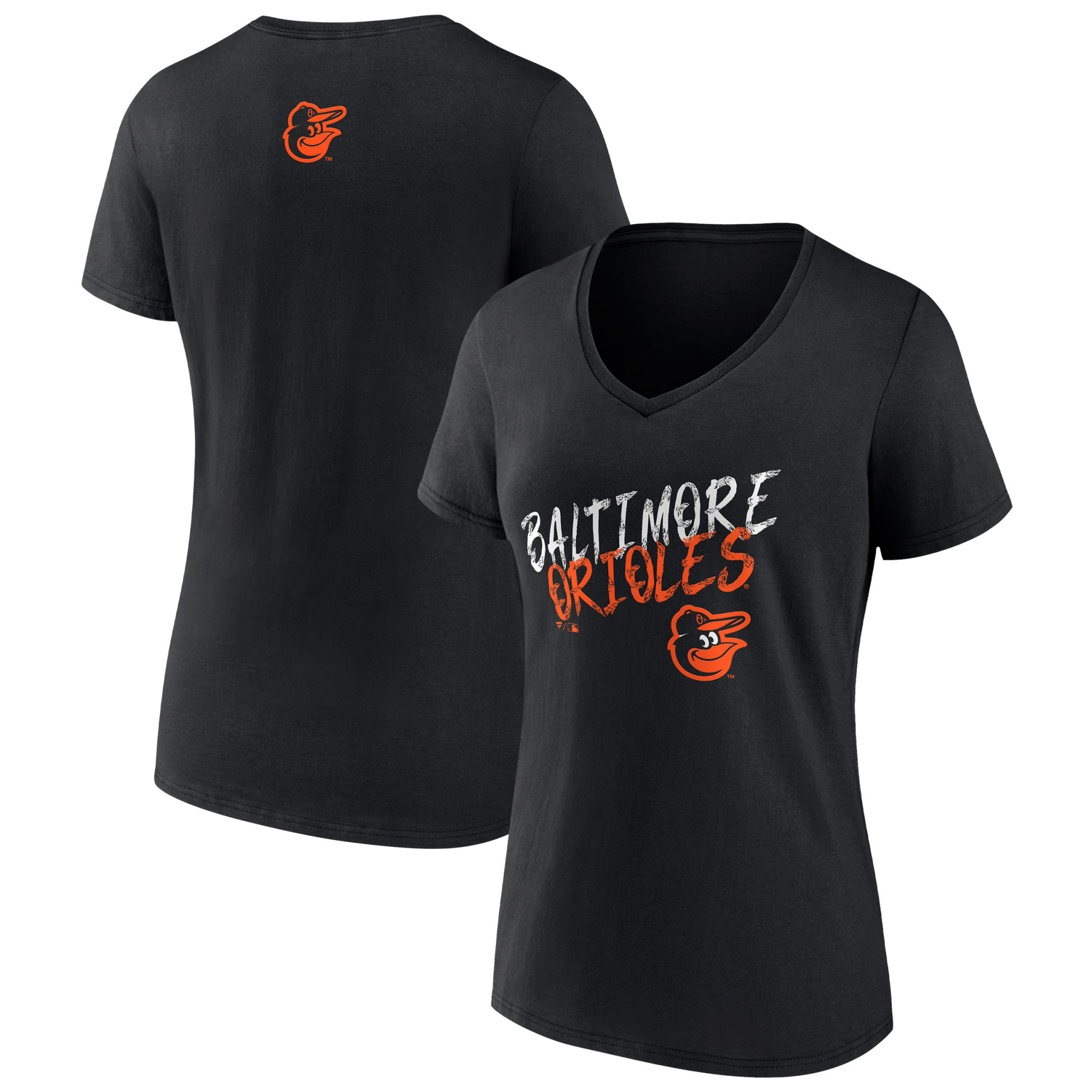 Women's Black Baltimore Orioles Hustle Personalized Name & Number V-Neck T-Shirt