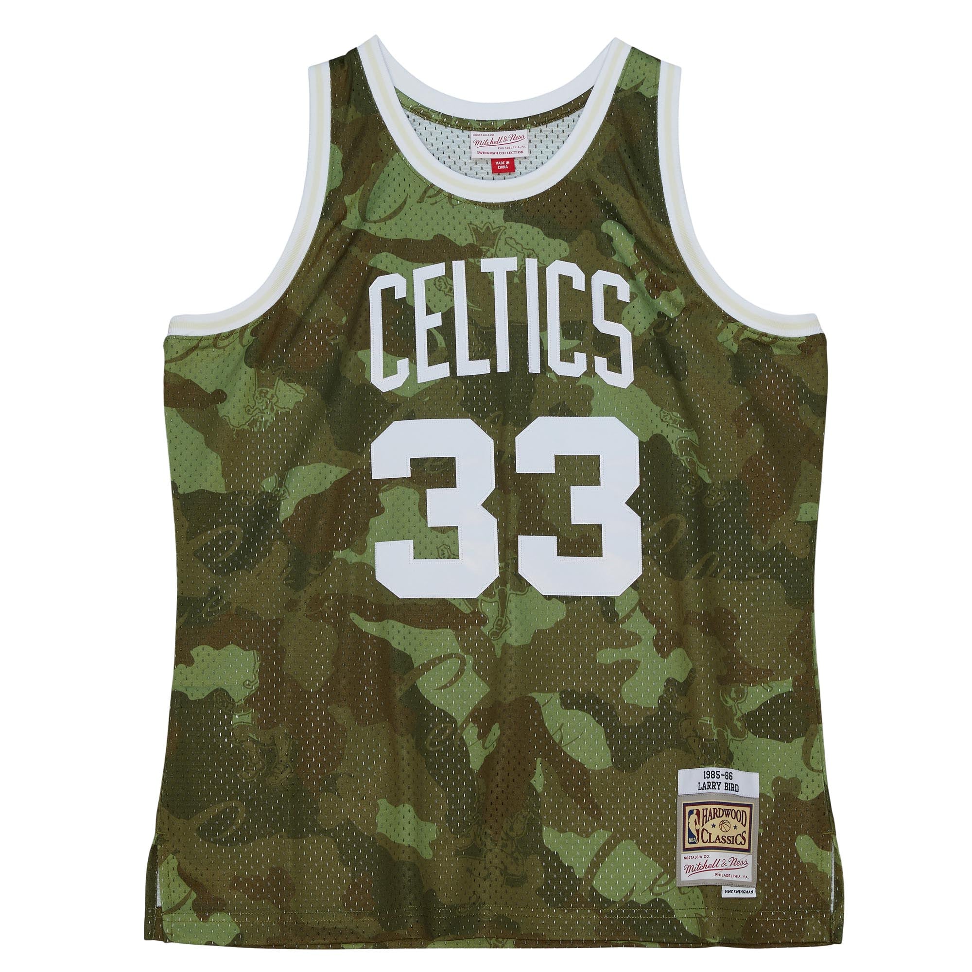 Boston Celtics NBA Larry Bird 1985 Ghost Green Camo Swingman Jersey By Mitchell & Ness - Mens, , rebel_hi-res