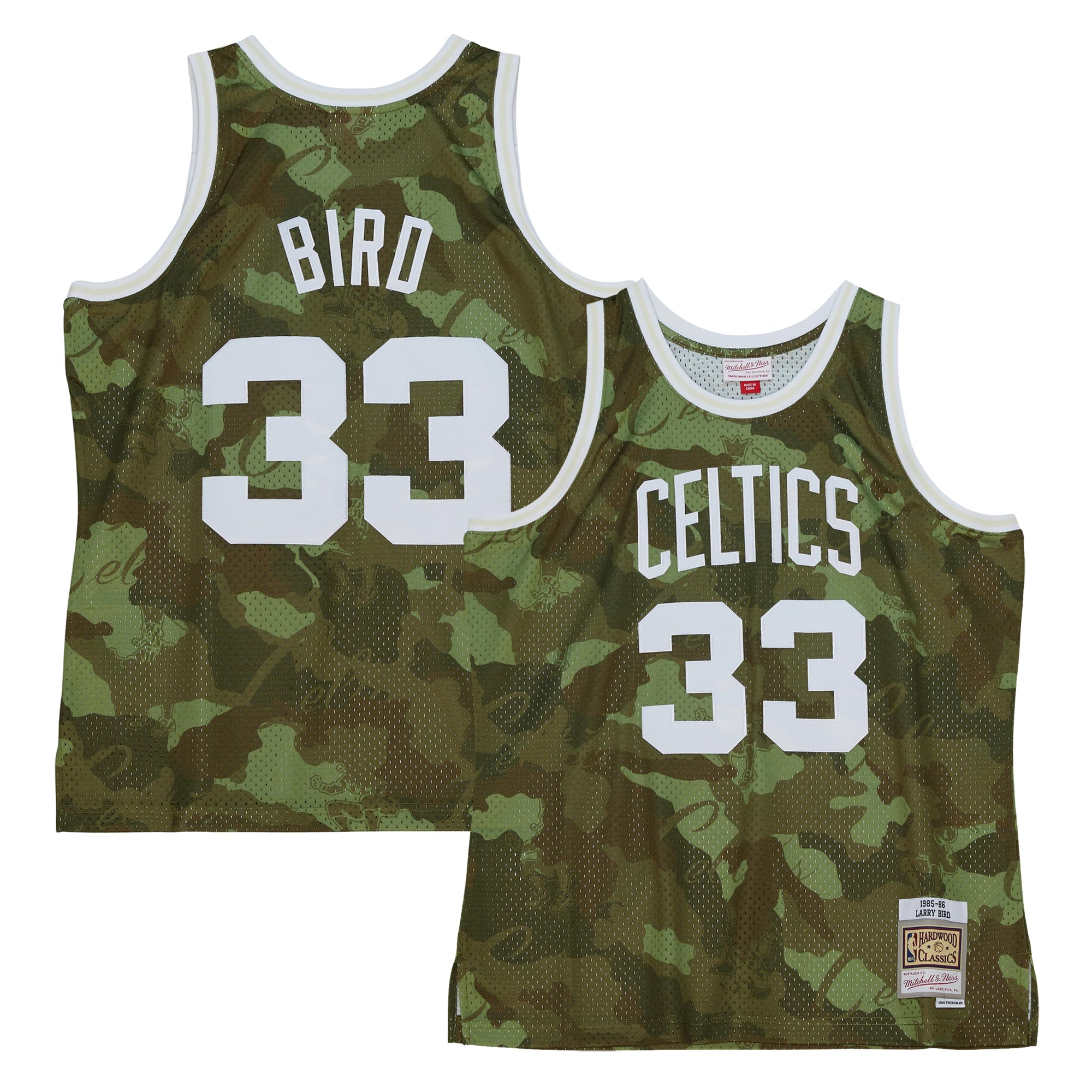 Boston Celtics NBA Larry Bird 1985 Ghost Green Camo Swingman Jersey By Mitchell & Ness - Mens, , rebel_hi-res
