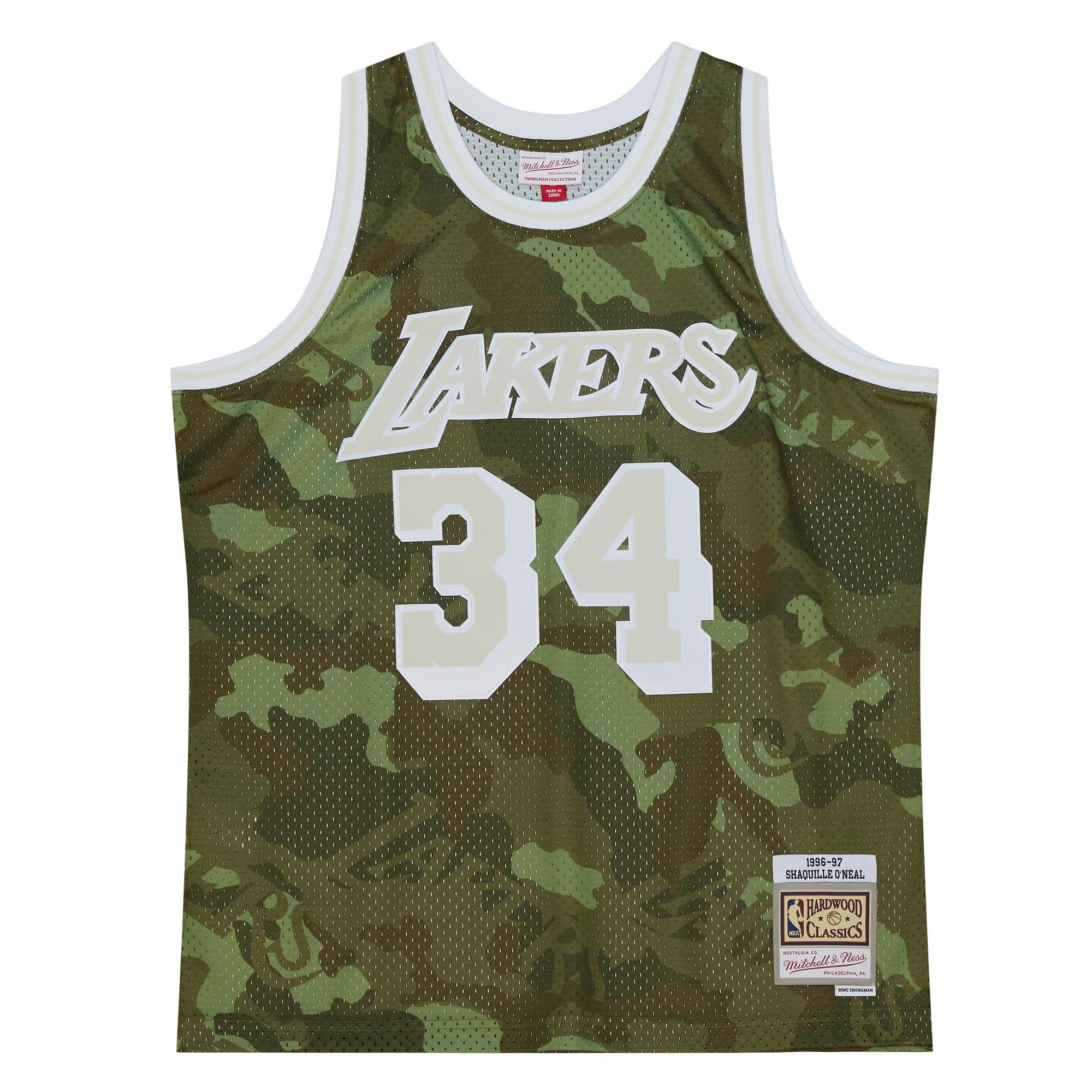 Los Angeles Lakers NBA Shaquille O'Neal Ghost Green Camo Swingman Jersey By Mitchell & Ness - Mens, , rebel_hi-res