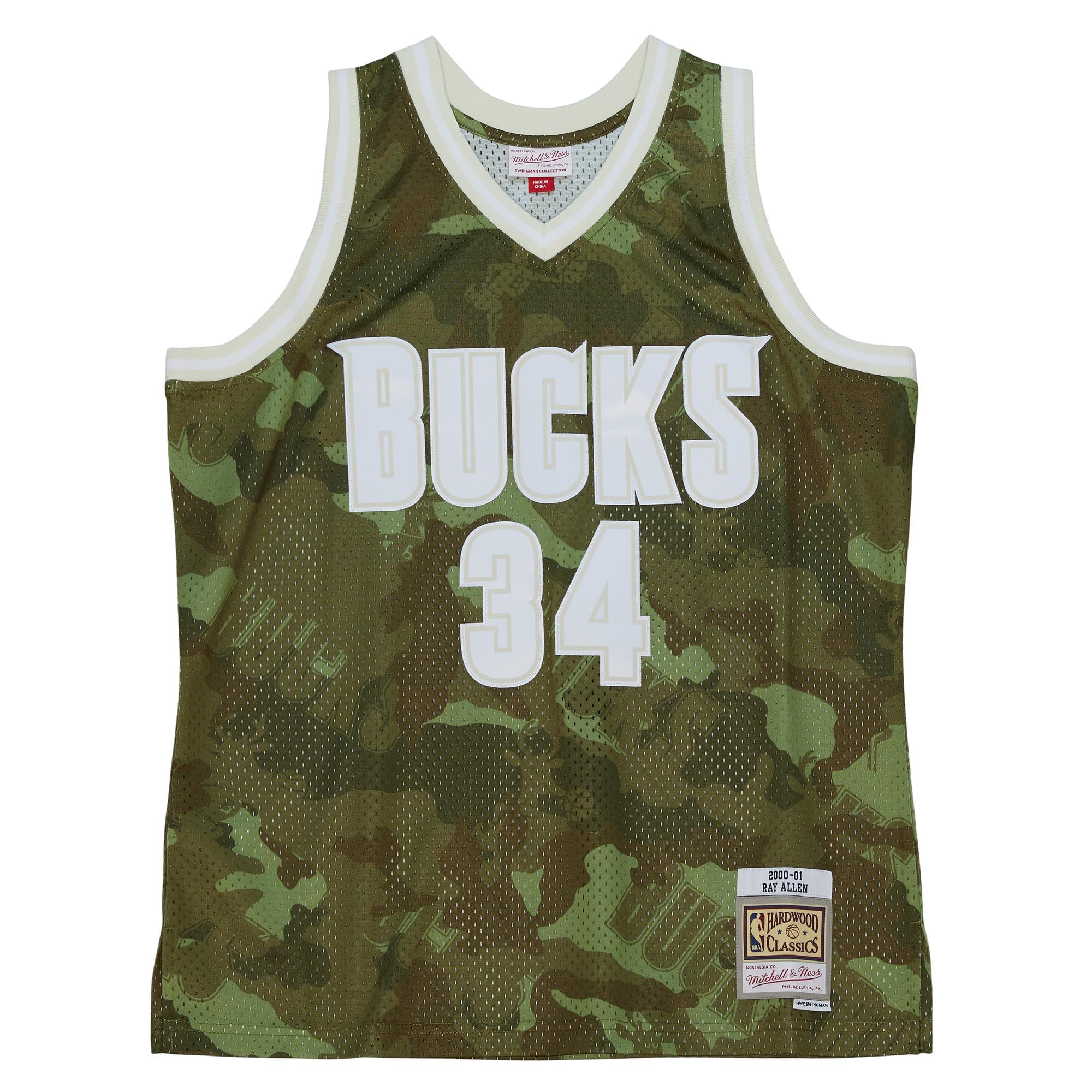 Milwaukee Bucks NBA Ray Allen 2000 Ghost Green Camo Swingman Jersey By Mitchell & Ness - Mens, , rebel_hi-res