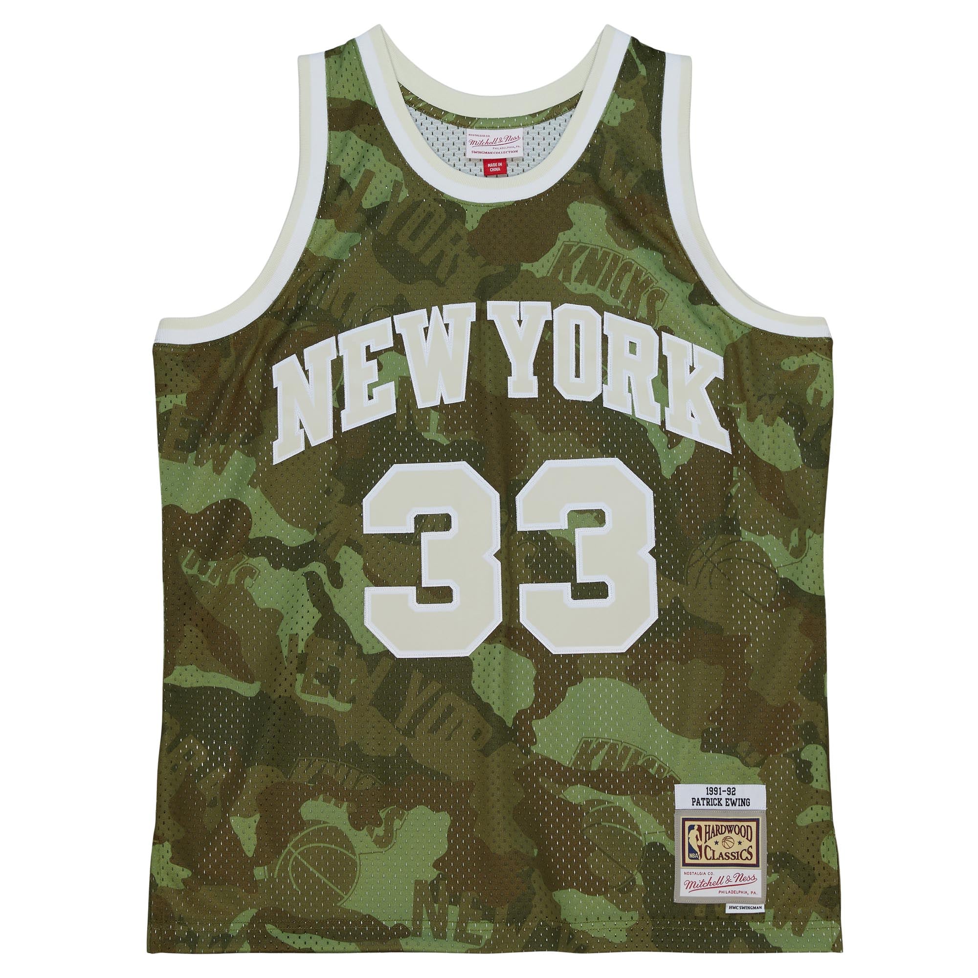 New York Knicks NBA Patrick Ewing 1991 Ghost Green Camo Swingman Jersey By Mitchell & Ness - Mens, , rebel_hi-res